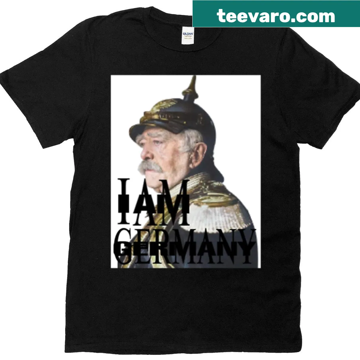 Playful typography T-shirt with 'I Am Germany' text — on a men's t-shirt
