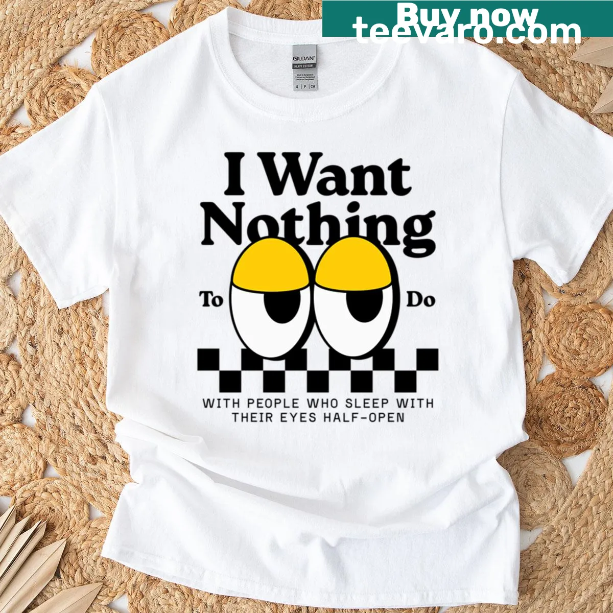 Funny t-shirt featuring a phrase about half-open eye sleepers — on a men's t-shirt