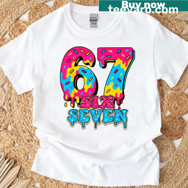 Fun ice cream drip design with Six Seven text