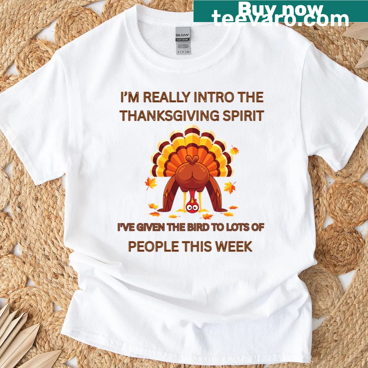 Funny Thanksgiving T-shirt featuring a humorous phrase about giving the bird — on a men's t-shirt