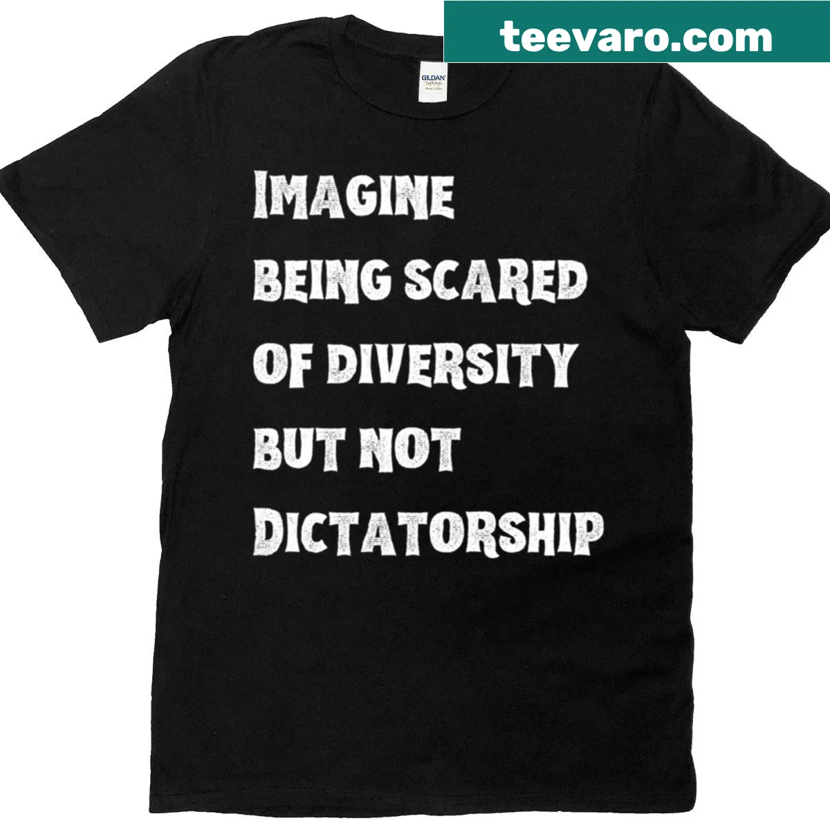 T-shirt with a critical message about diversity and dictatorship — on a men's t-shirt