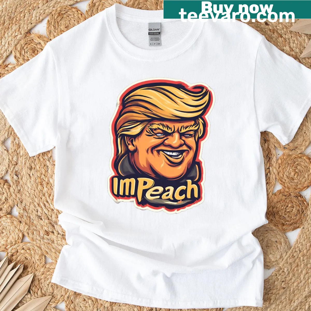 Oversized tee featuring the phrase 'Impeach Donald Trump' in bold typography. — on a men's t-shirt