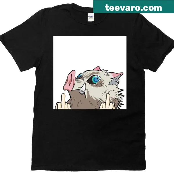 Oversized t-shirt featuring Inosuke flipping off viewers