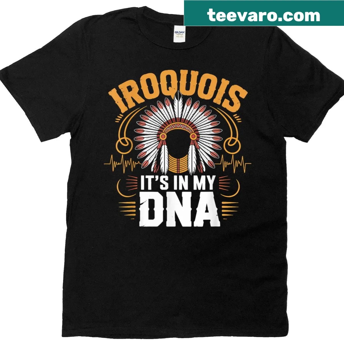 Cultural tee with text: It's In My DNA and Haudenosaunee symbols — on a men's t-shirt
