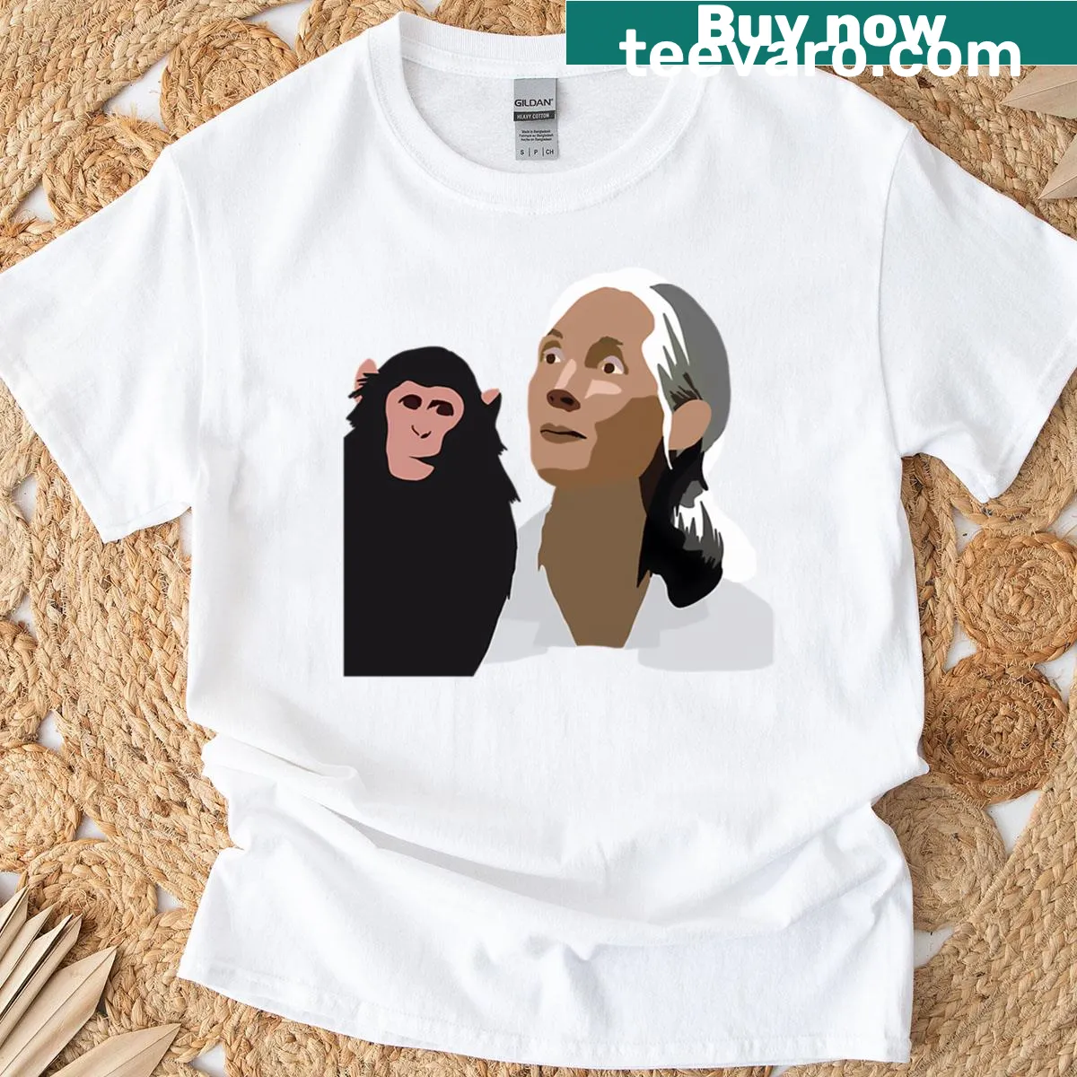 T-shirt honoring Jane Goodall's legacy in conservation — on a men's t-shirt