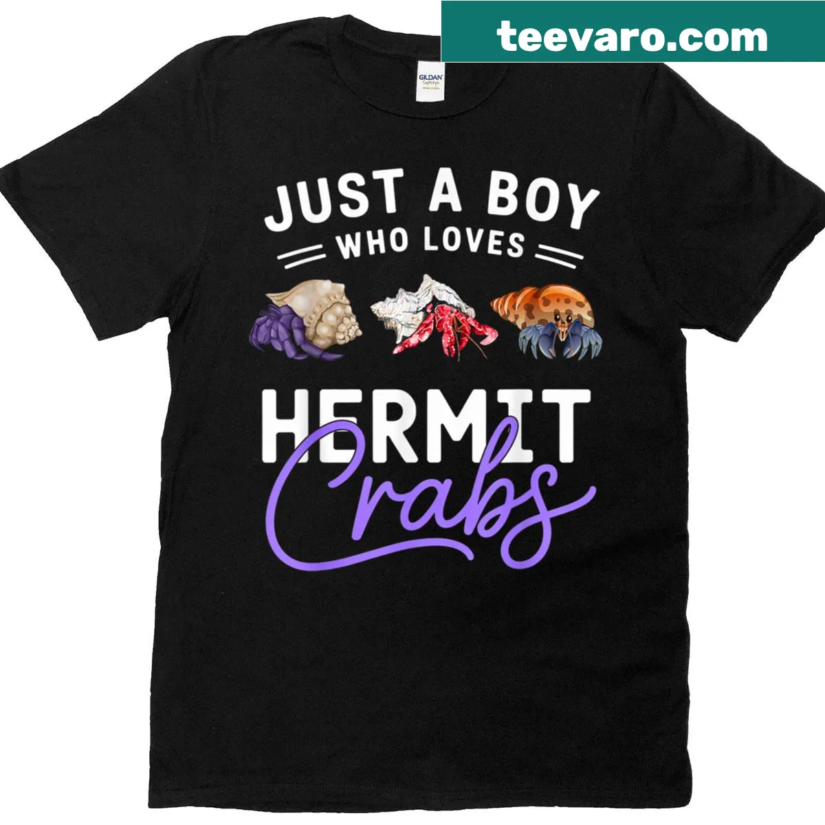 Humorous kids t-shirt featuring hermit crabs and funny text — on a men's t-shirt