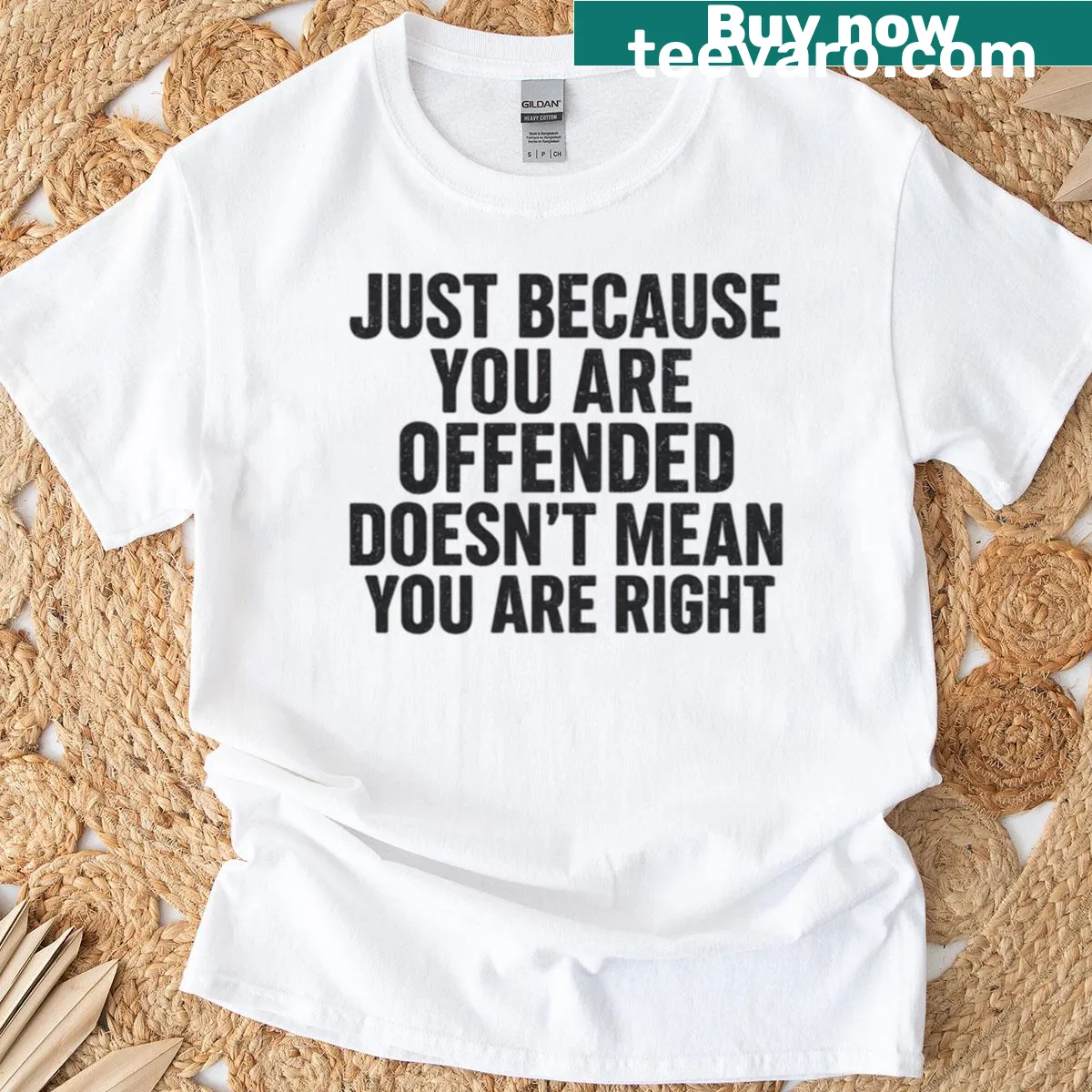 Bold typography quote t-shirt about offense — on a men's t-shirt
