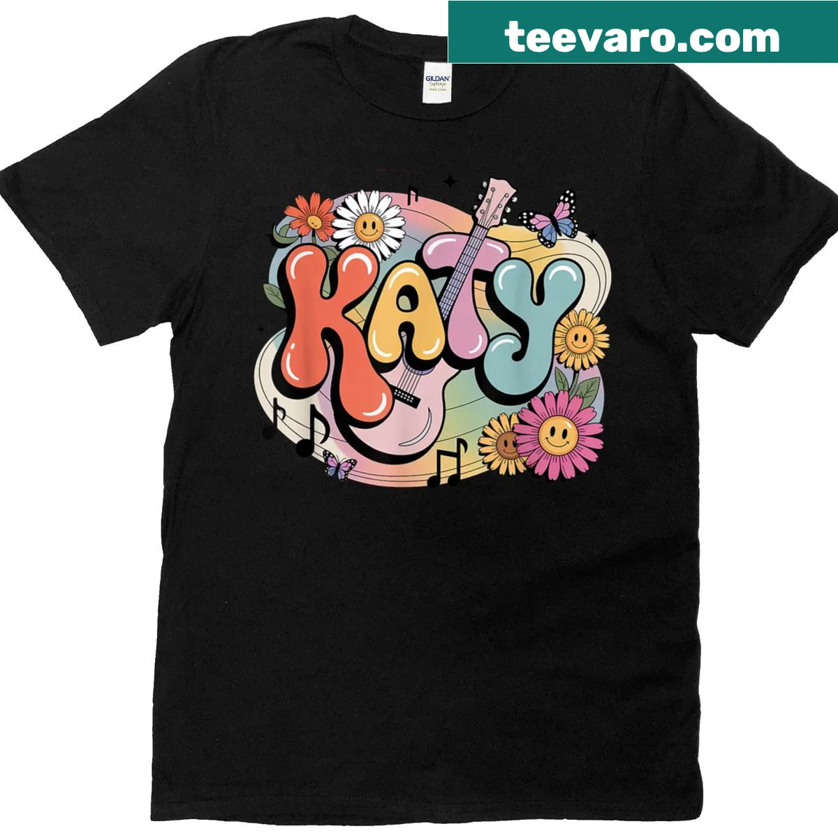 Personalized music-themed t-shirt for Katy — on a men's t-shirt