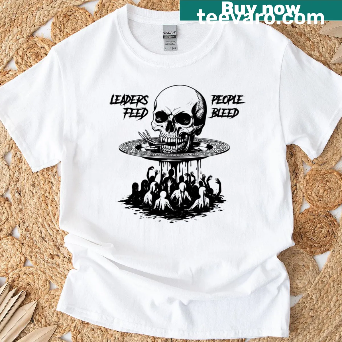 Grindcore-themed T-shirt with a bold political message — on a men's t-shirt