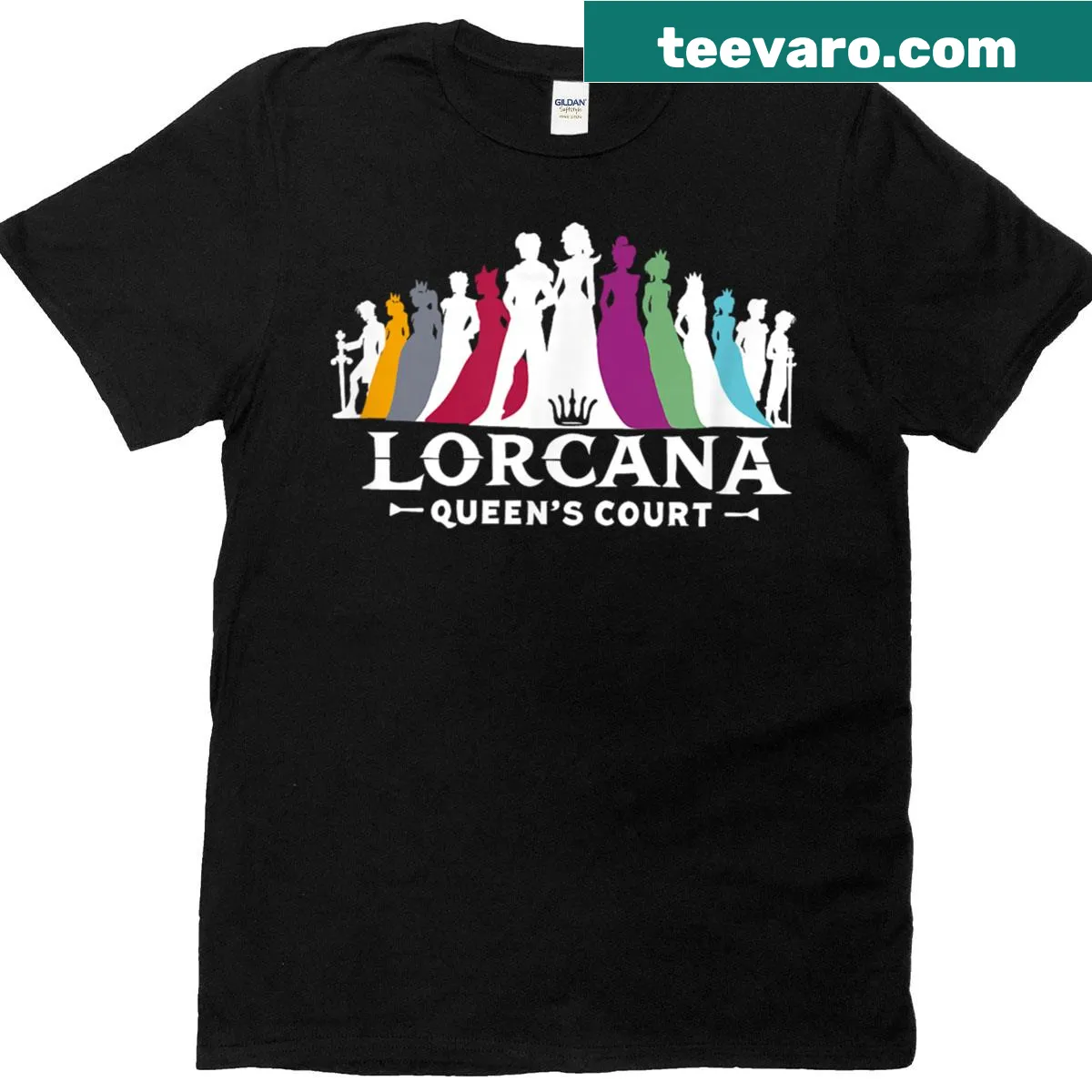 Enchanting T-shirt featuring Lorcana's Queens Court design — on a men's t-shirt