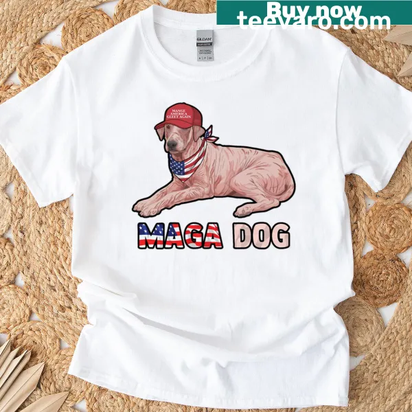 Humorous T-shirt featuring a dog with political themes