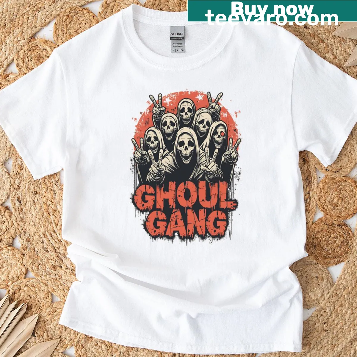 Cartoon graphic of ghouls and monsters on a T-shirt — on a men's t-shirt