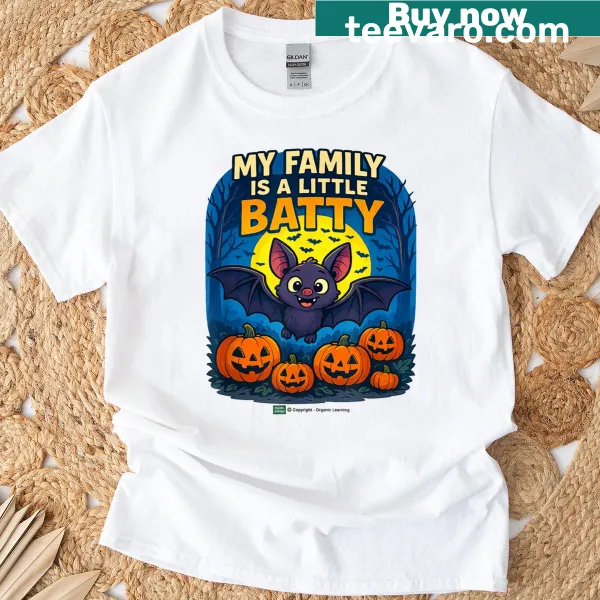 Cute Halloween design with bats featuring a family theme