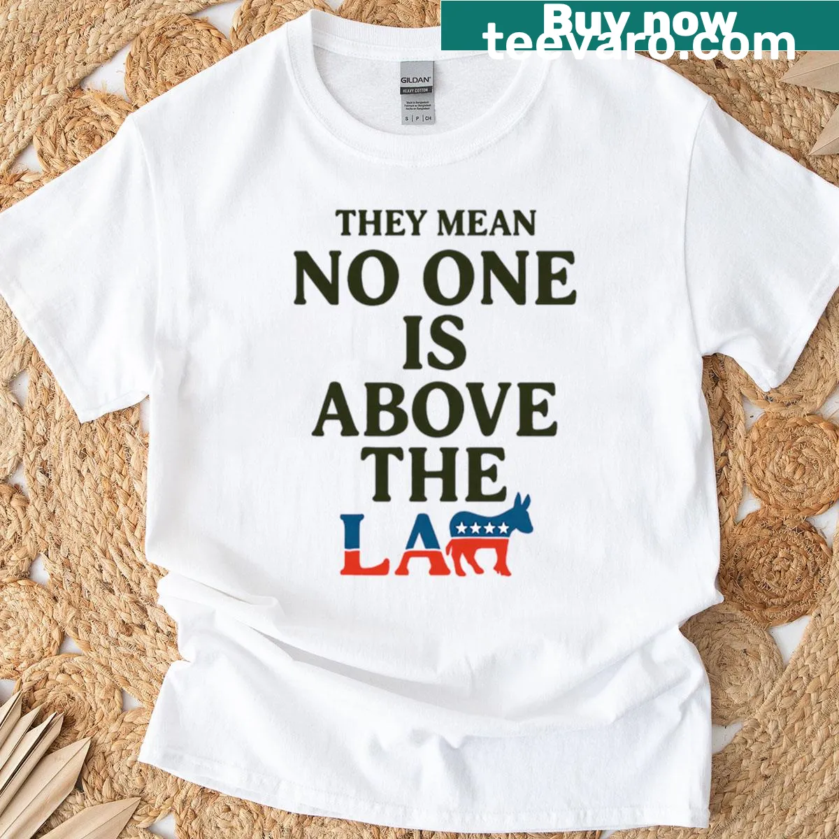 Political T-shirt featuring a donkey symbol and the phrase on accountability — on a men's t-shirt