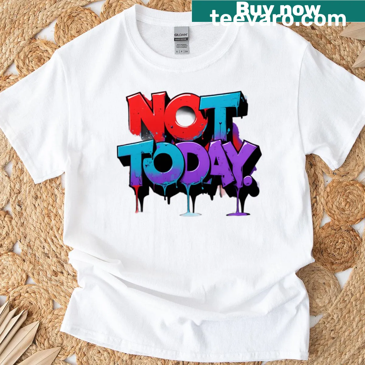Minimalist T-shirt with the text 'Not Today' in bold letters — on a men's t-shirt
