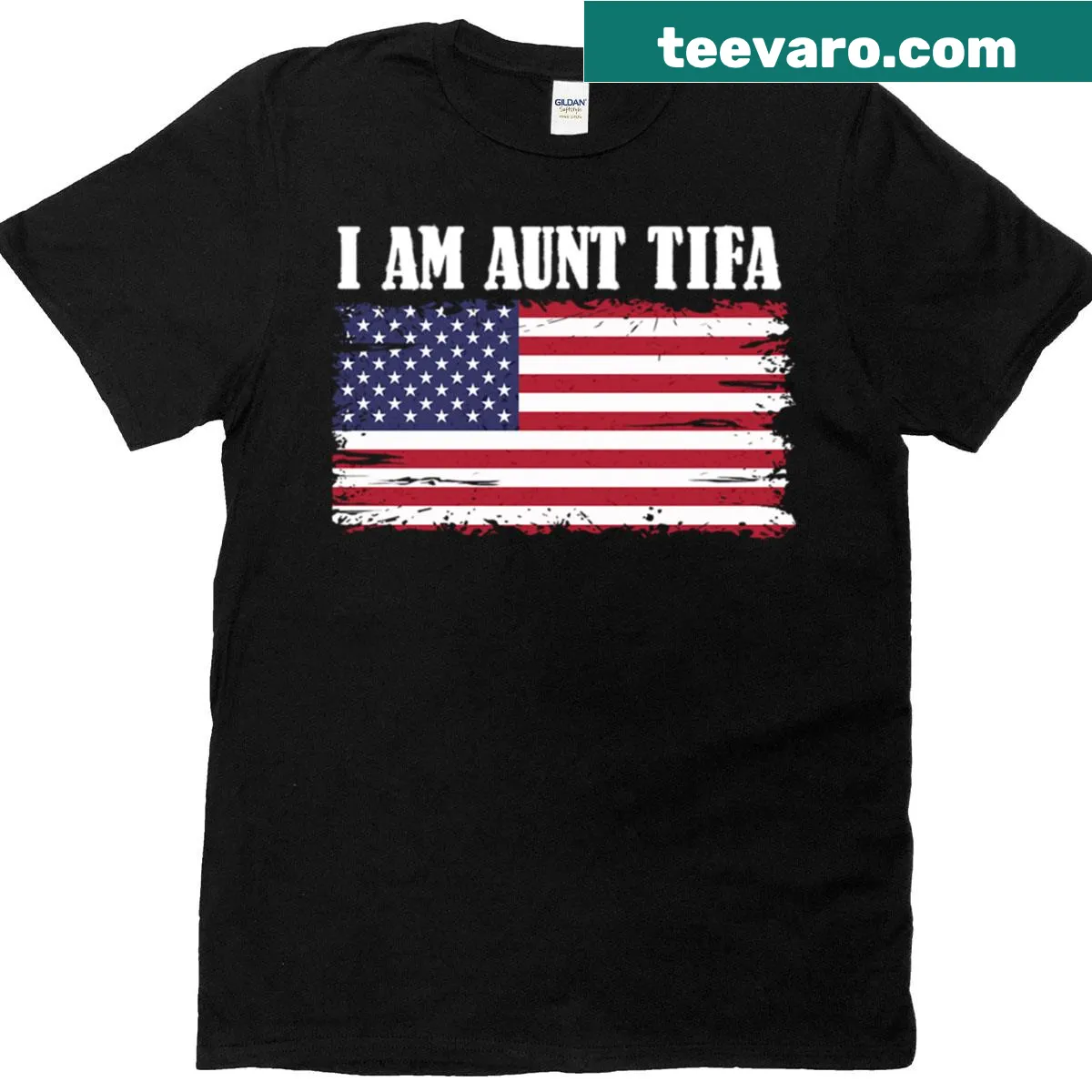 Patriotic T-shirt featuring Tifa and the American flag design — on a men's t-shirt