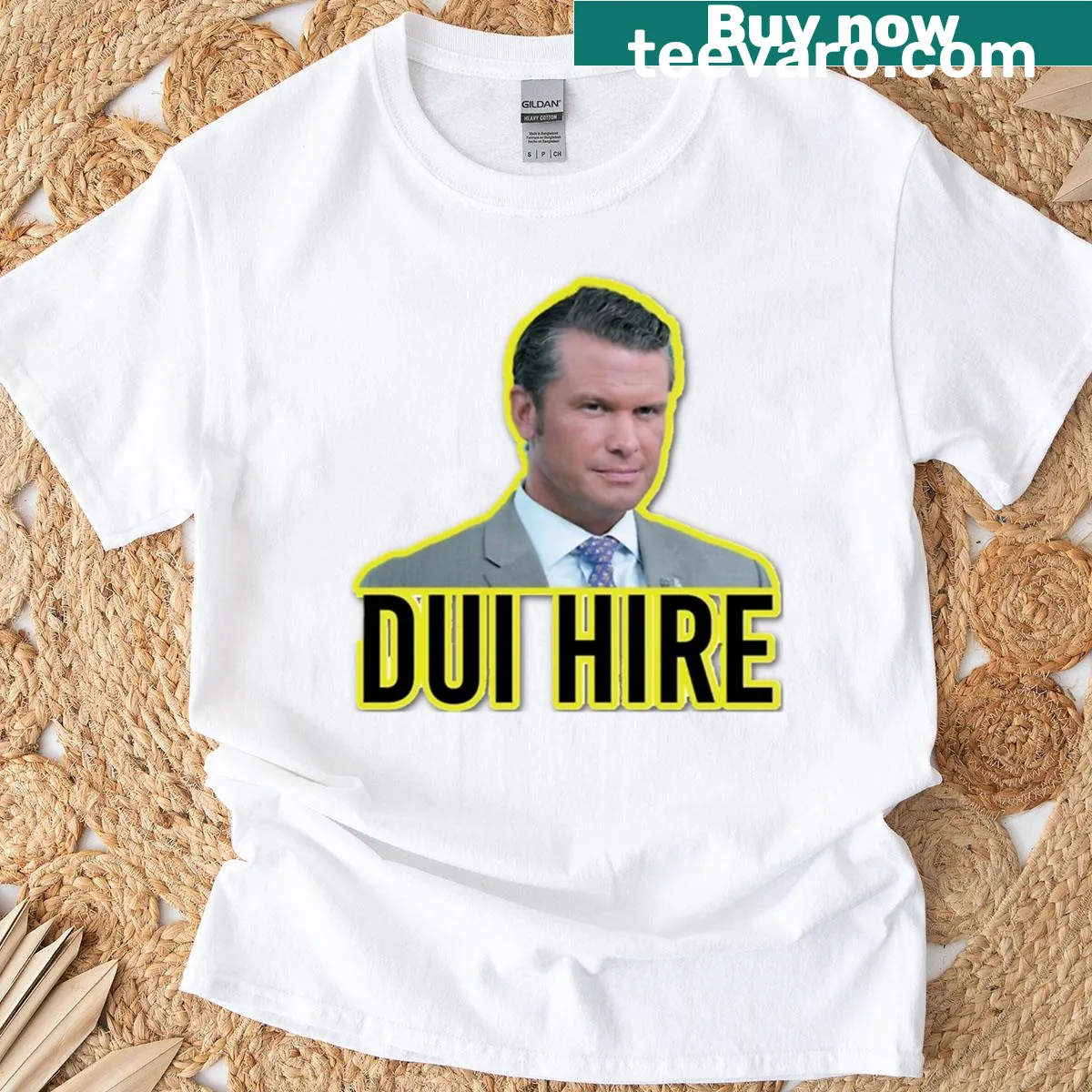 Funny tee featuring humorous play on Pete Hegseth's name with comedic tagline. — on a men's t-shirt