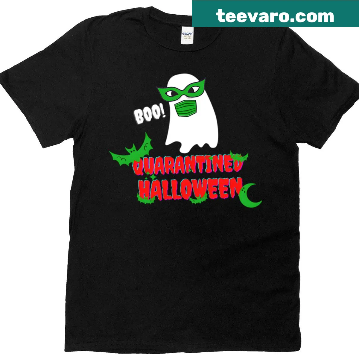 Edgy t-shirt with 'Quarantined Halloween' graphic for Halloween celebrations. — on a men's t-shirt