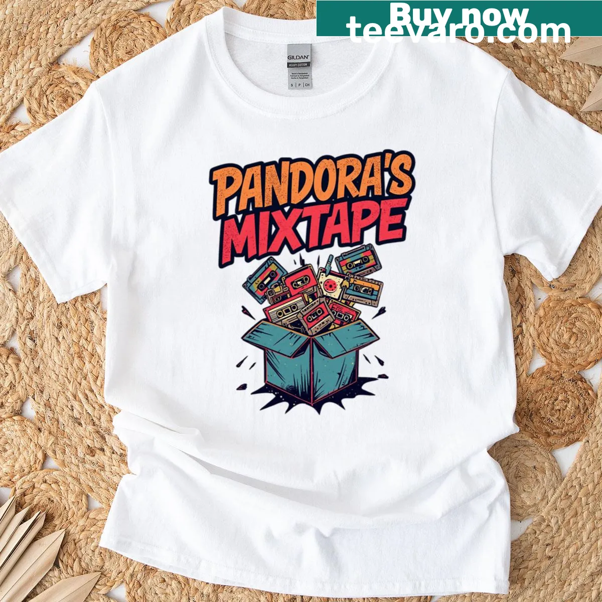Retro T-shirt featuring a vintage mixtape design — on a men's t-shirt