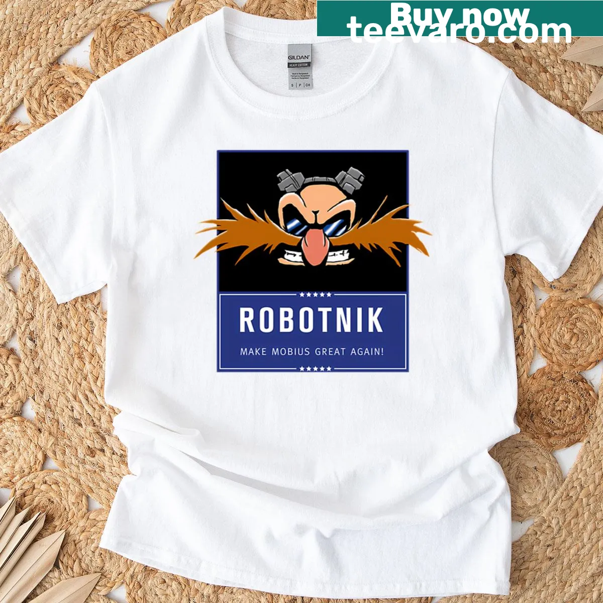 Minimalist silhouette design of Robotnik on a t-shirt — on a men's t-shirt