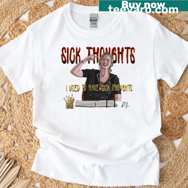 Playful graphic T-shirt with 'sick thoughts' theme