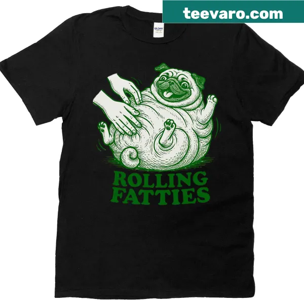 Funny oversized t-shirt featuring a rolling pug graphic