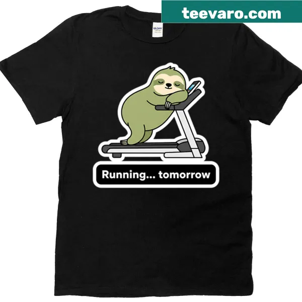 Playful sloth on treadmill graphic for fitness enthusiasts
