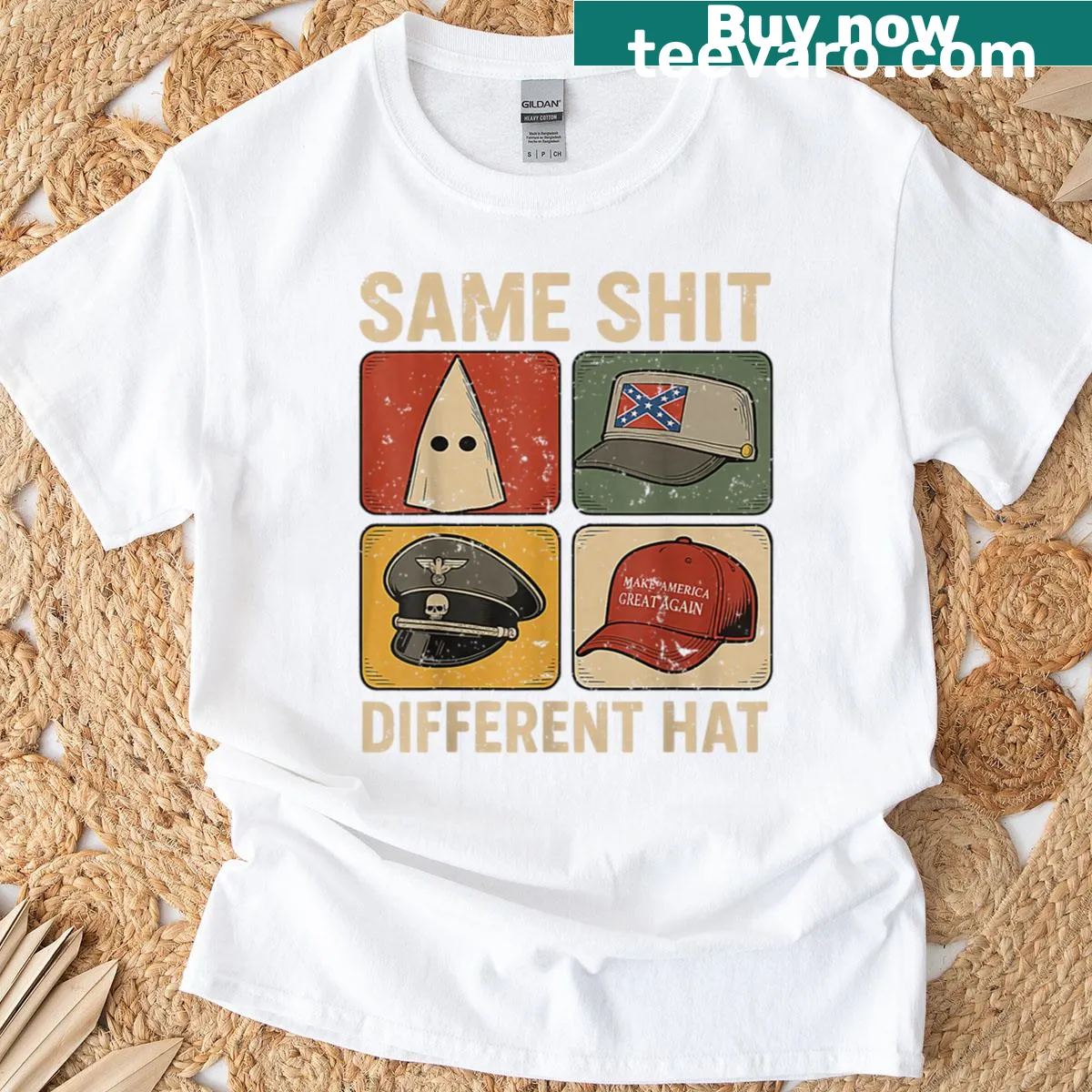 Bold protest t-shirt with edgy statement about social issues — on a men's t-shirt