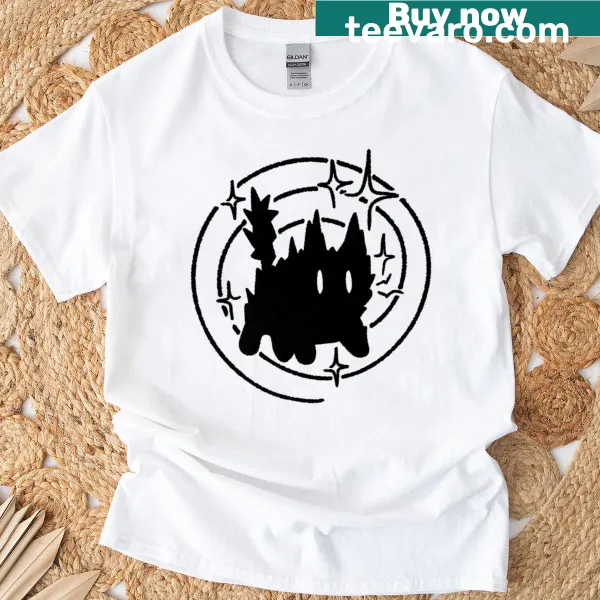Cartoon T-shirt featuring a scared tomcat under a starry tail