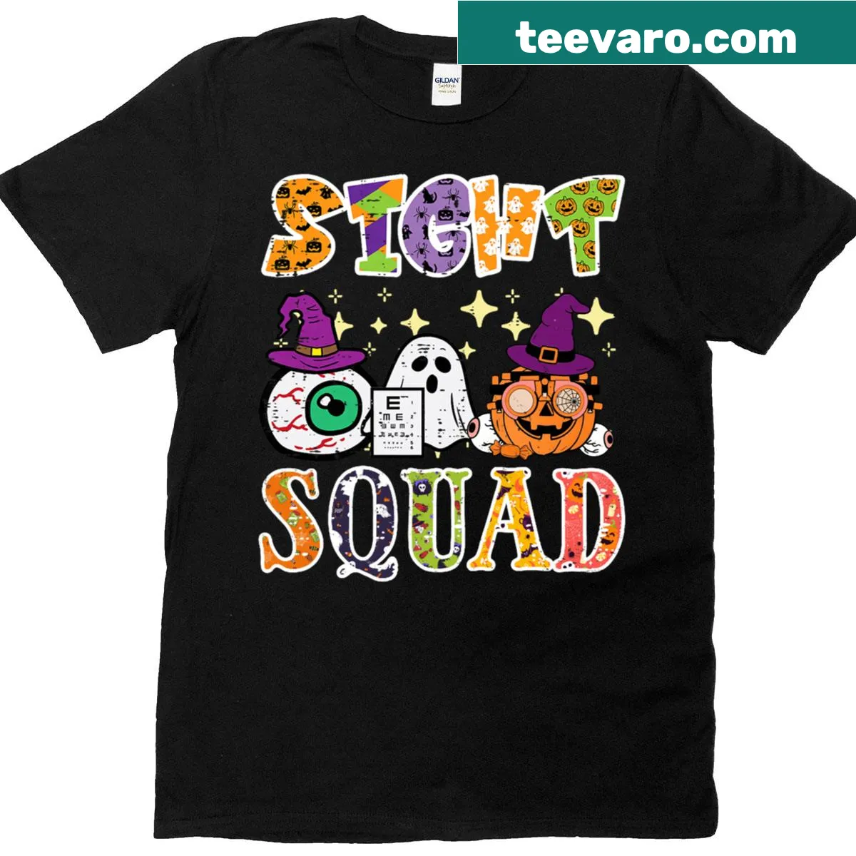 Halloween-themed optometrist t-shirt — on a men's t-shirt
