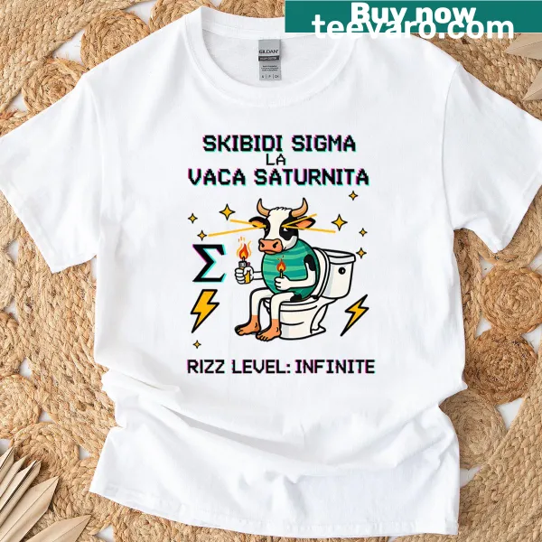 Humorous T-shirt with cow graphic and internet slang