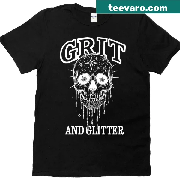 T-shirt featuring a skull design with glitter accents