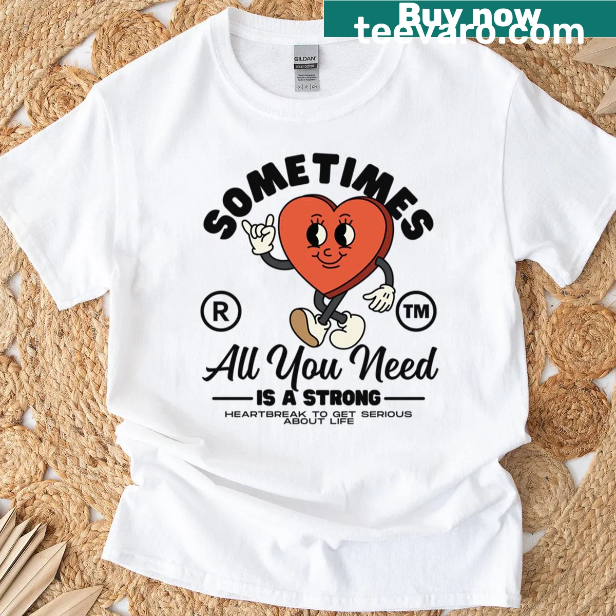 Inspirational quote design about heartbreak and personal growth. — on a men's t-shirt