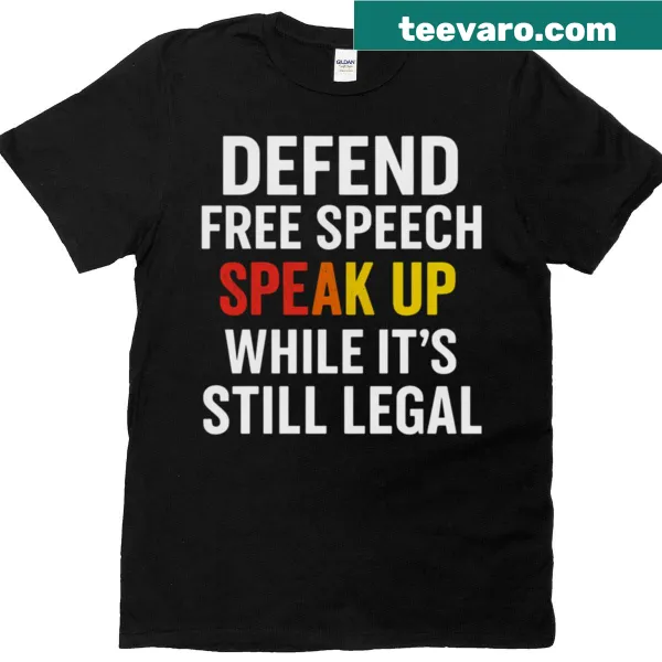 Text graphic advocating free speech rights on a t-shirt