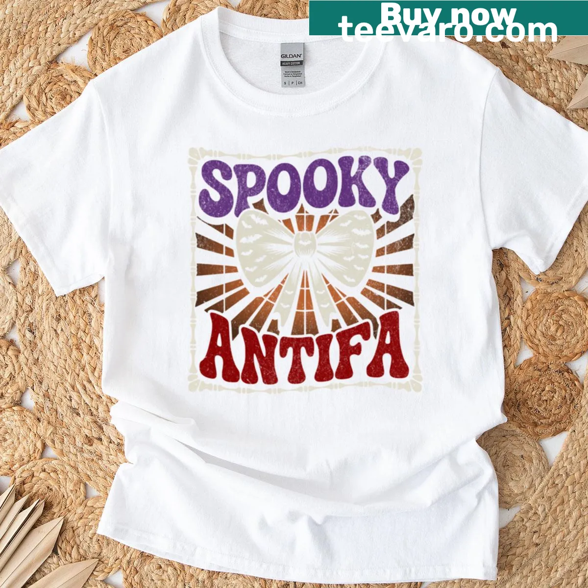 Spooky Halloween design with bones and Antifa theme. — on a men's t-shirt