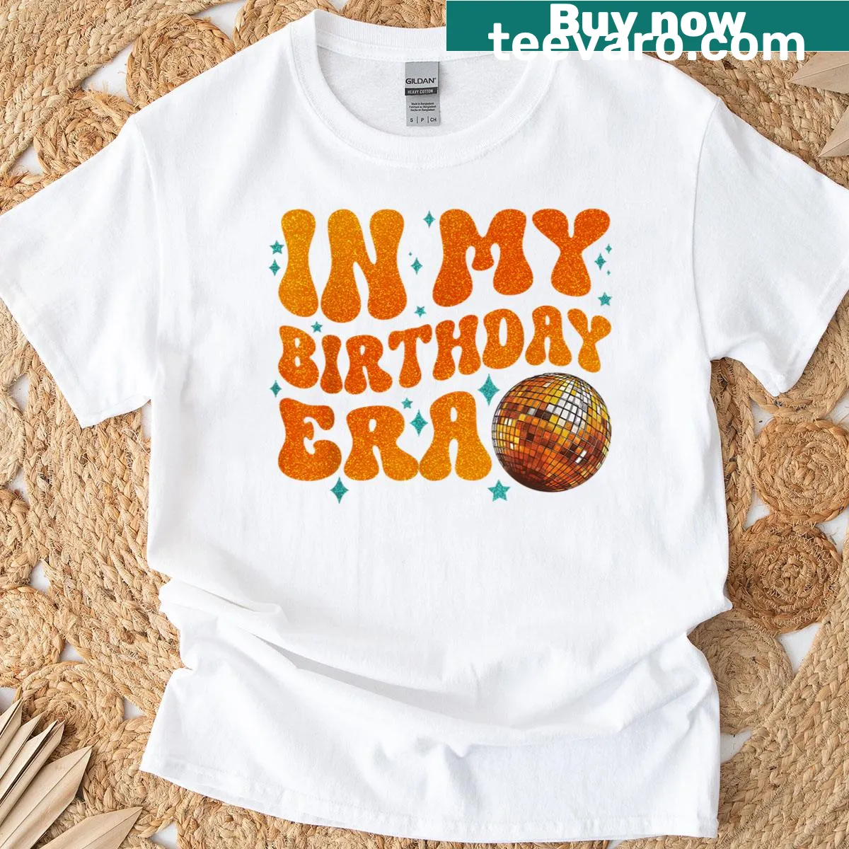 Illustrated birthday girl t-shirt with trendy meme elements — on a men's t-shirt