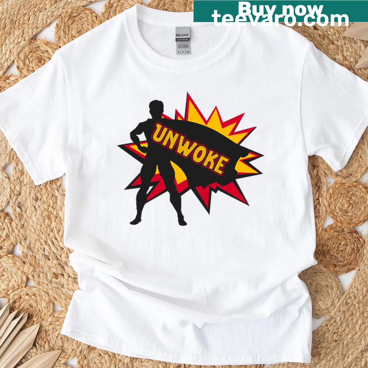 T-shirt with the phrase 'The Unwoke The True Heroes' — on a men's t-shirt