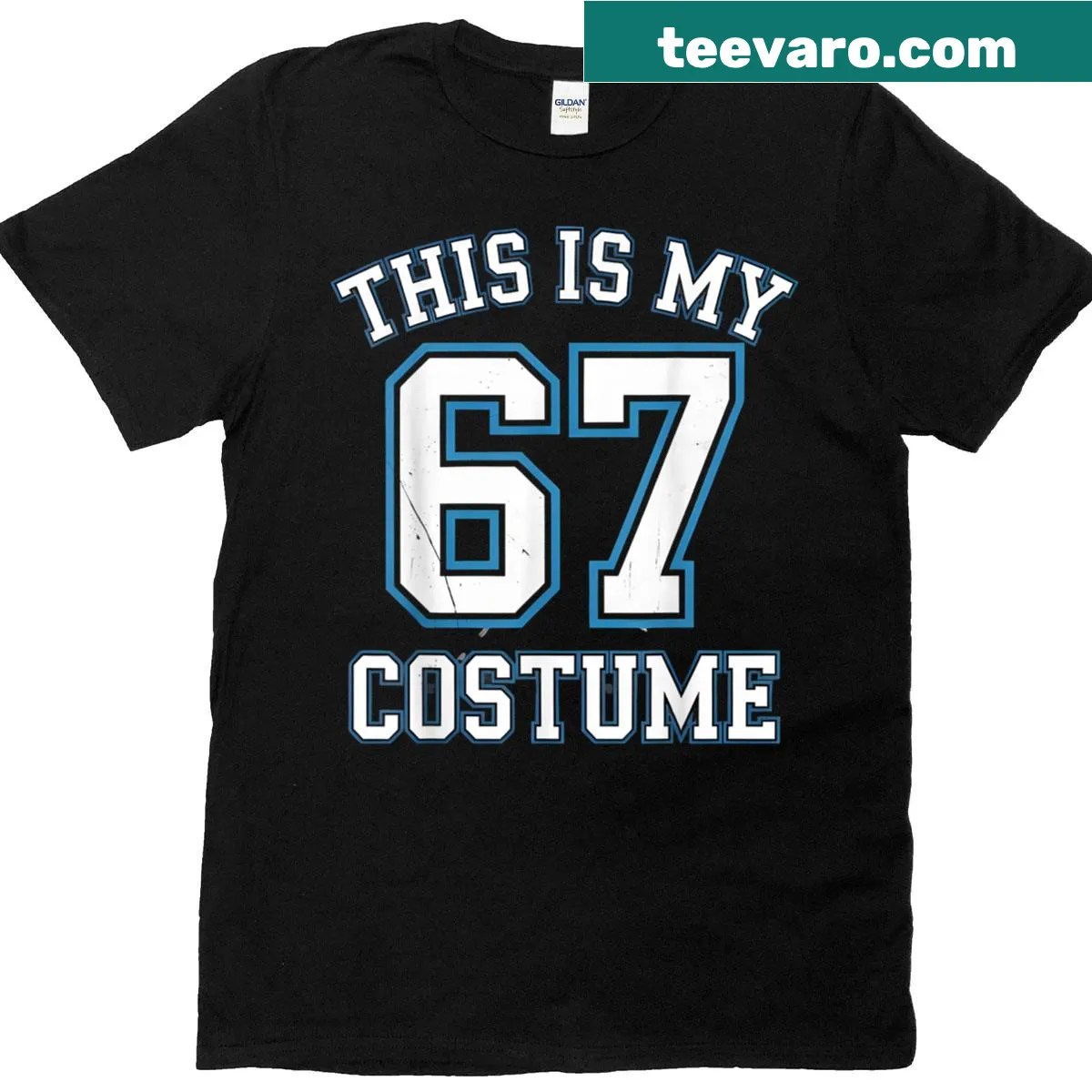Funny kids t-shirt saying 'This Is My 67 Costume' with a lazy meme theme — on a men's t-shirt