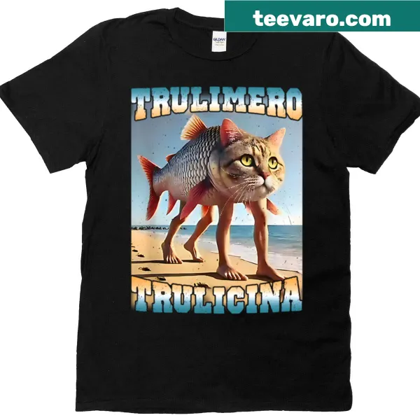 Funny text design 'Trulimero Trulicina' on a meme T-shirt