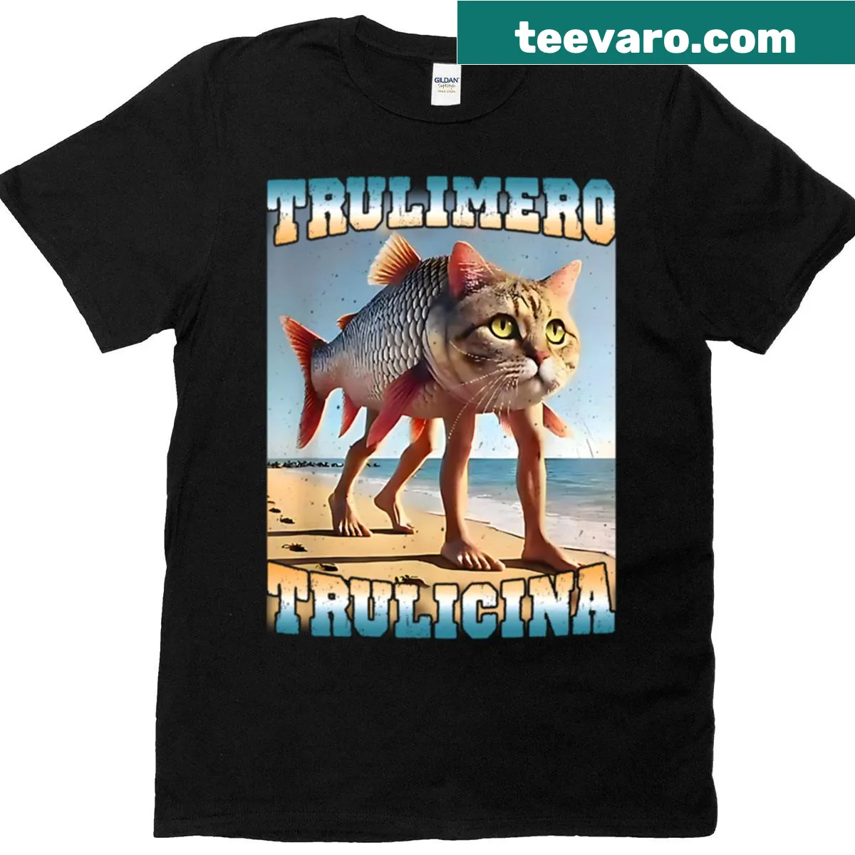 Funny text design 'Trulimero Trulicina' on a meme T-shirt — on a men's t-shirt