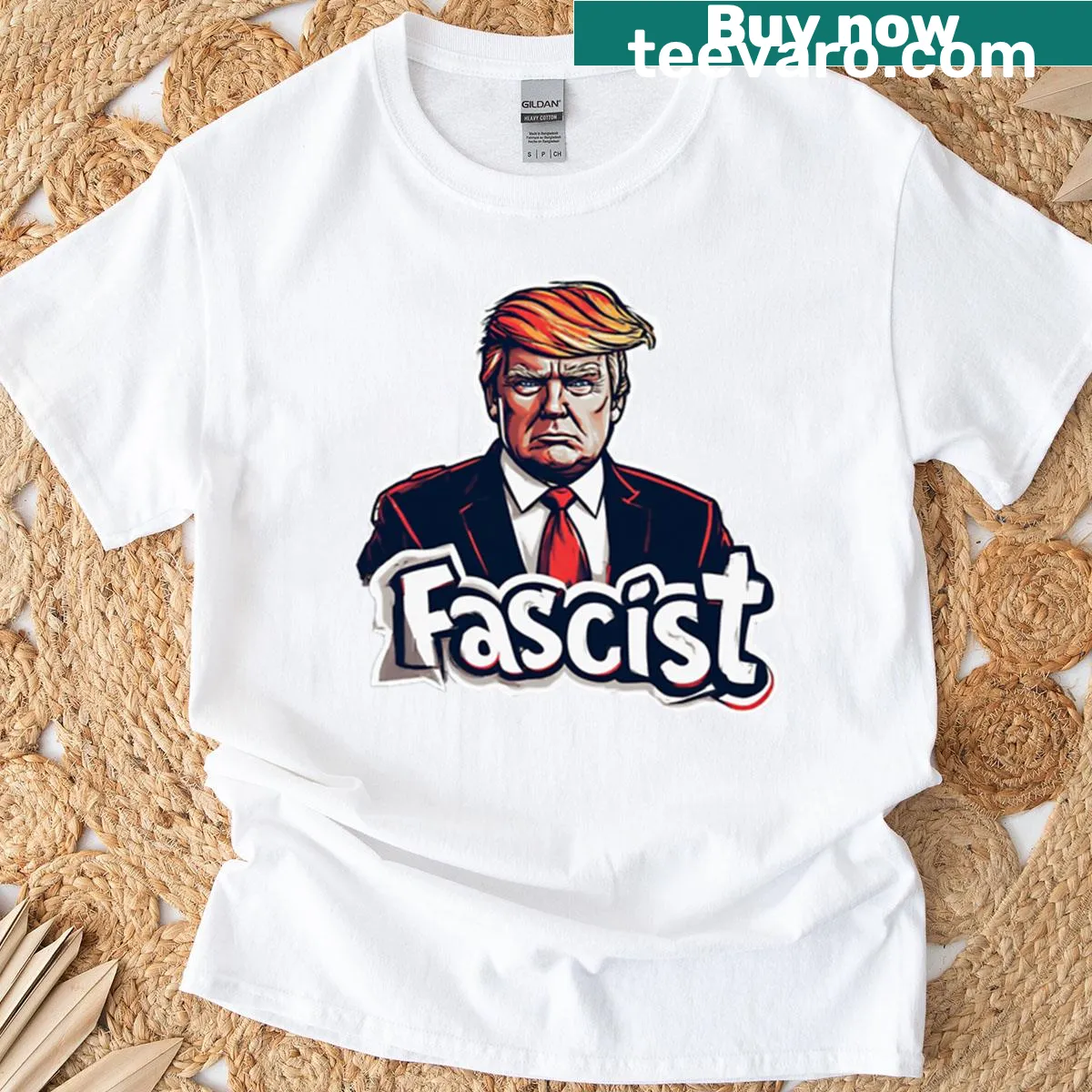 Bold text T-shirt stating 'Trump Is Fascist' — on a men's t-shirt
