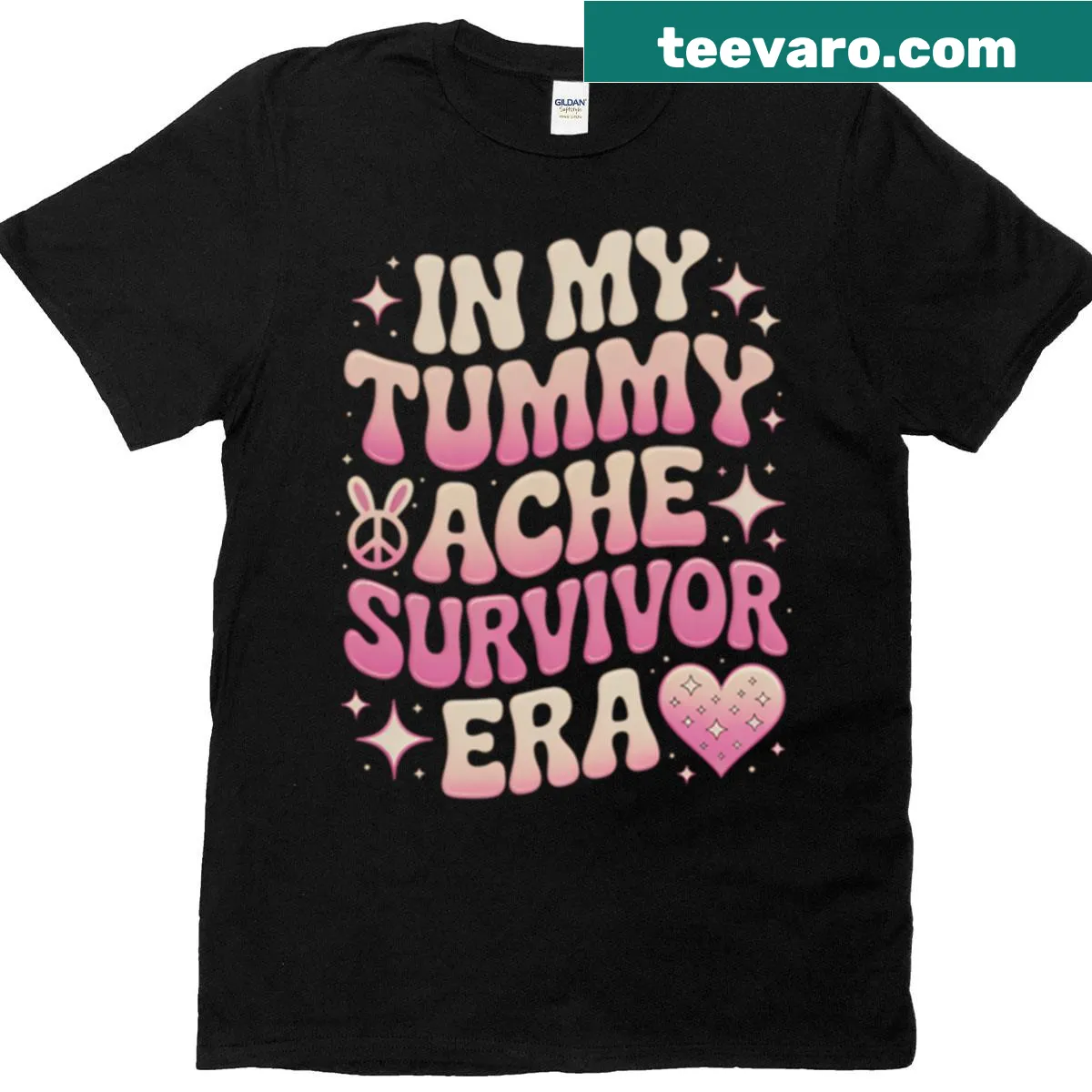 Fun T-shirt for tummy ache survivors with humorous text — on a men's t-shirt