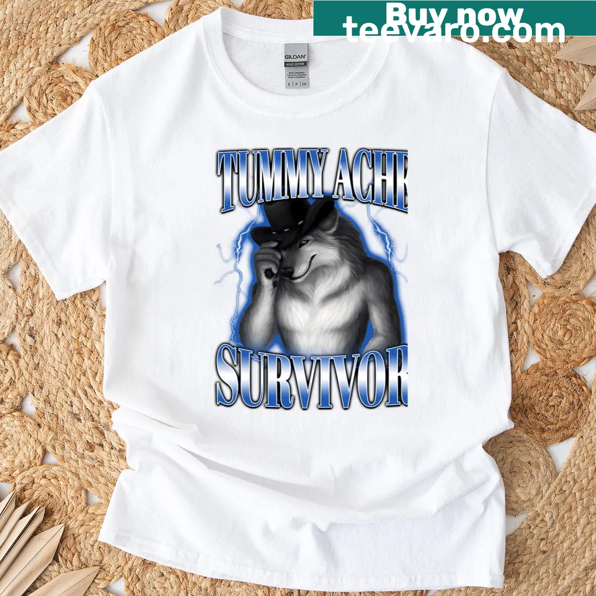 Funny alpha wolf meme graphic on a t-shirt for humor lovers. — on a men's t-shirt