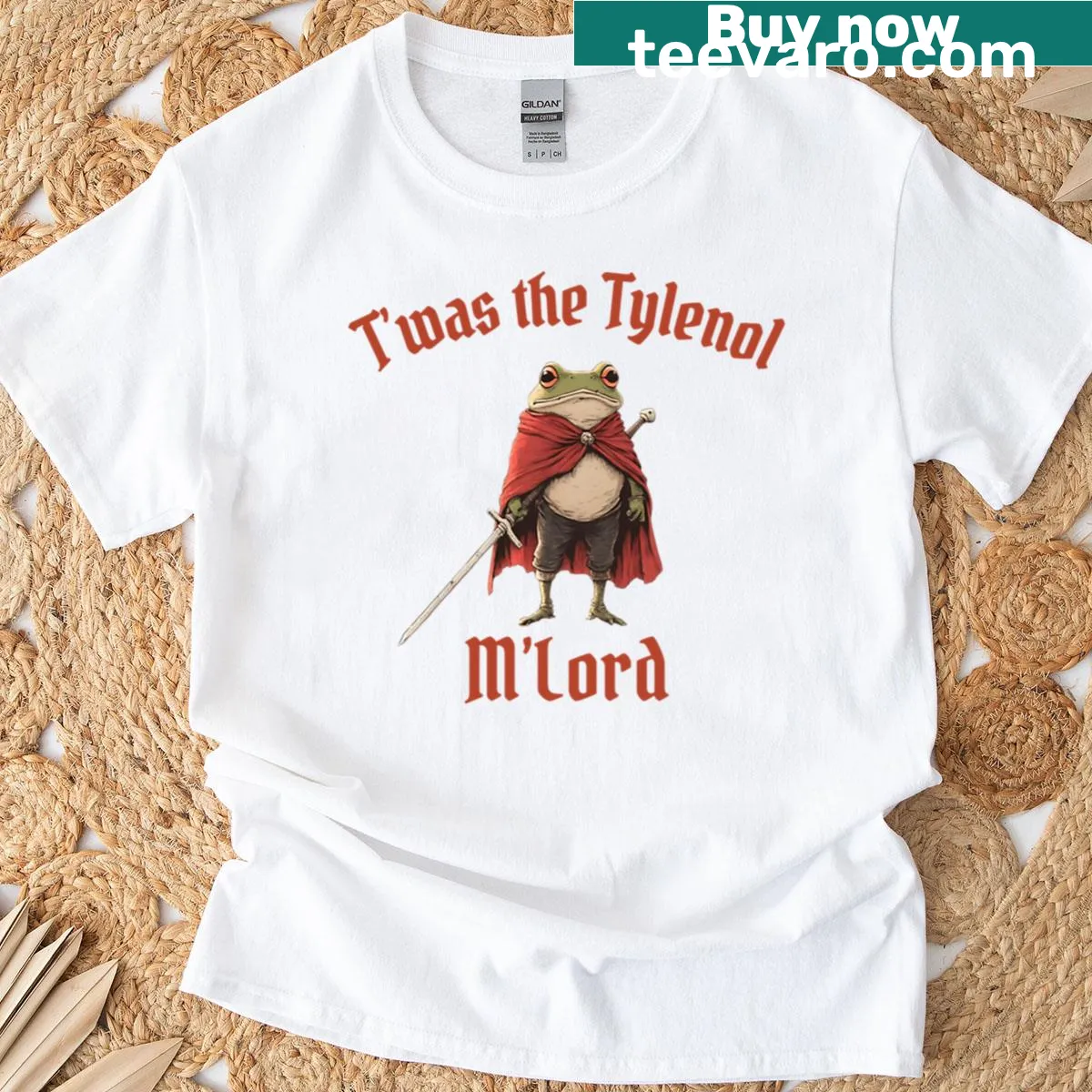 Funny cartoon frog graphic with political commentary on a t-shirt. — on a men's t-shirt