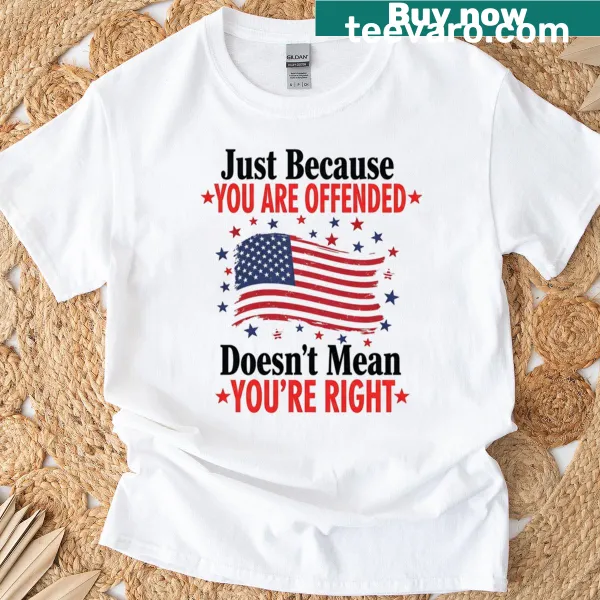 T-shirt with bold text about free speech and a patriotic flag design