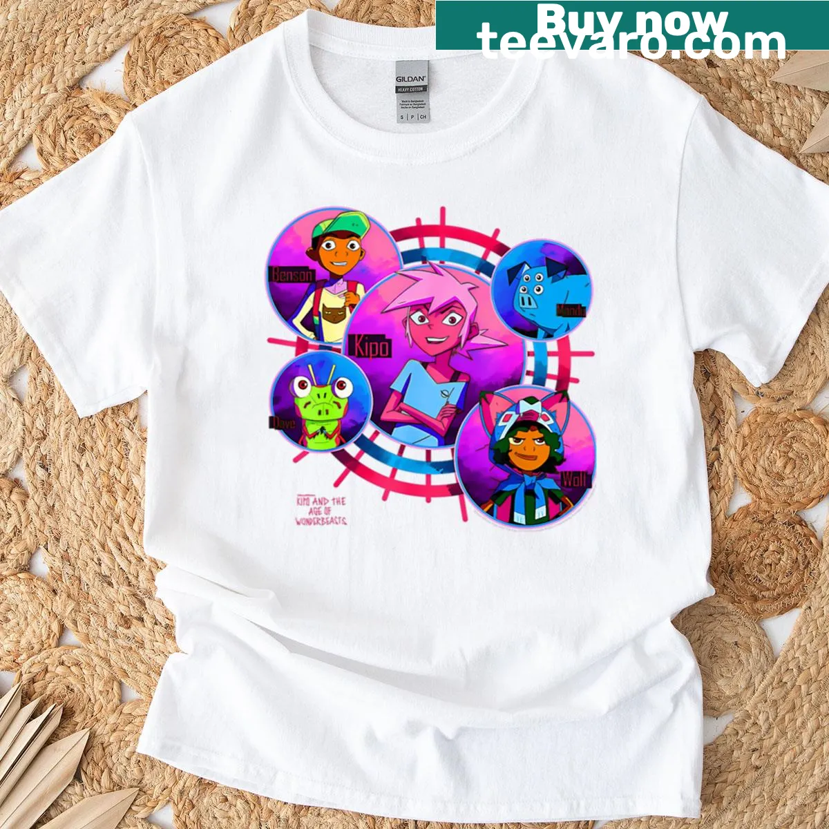 Vintage cartoon graphic featuring mutant animals on a t-shirt. — on a men's t-shirt