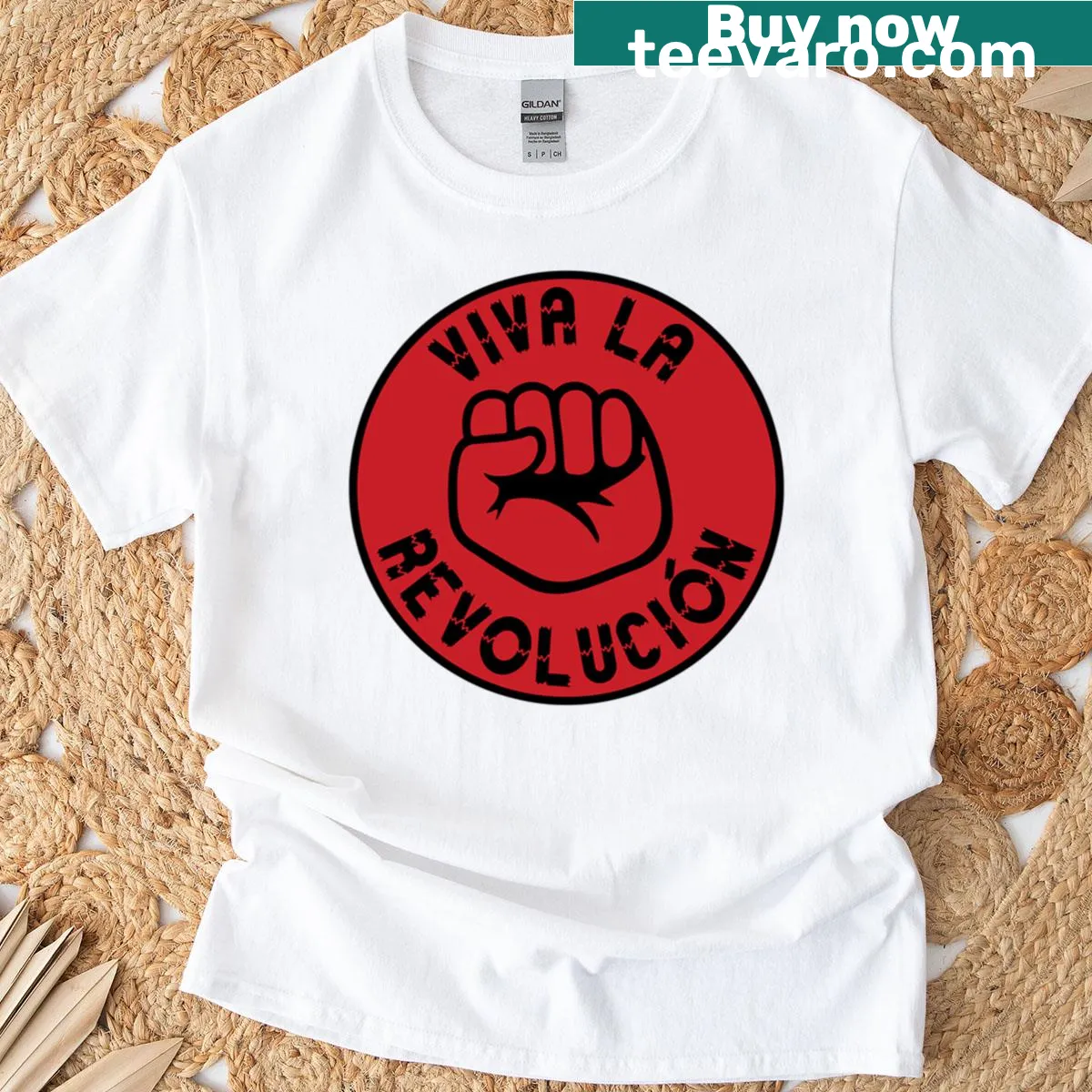 Inspirational Viva La Revolucin typography T-shirt — on a men's t-shirt