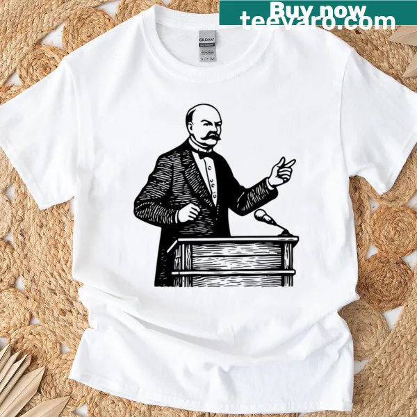 Oversized T-shirt with a sketch of Vladimir Lenin in line-art style