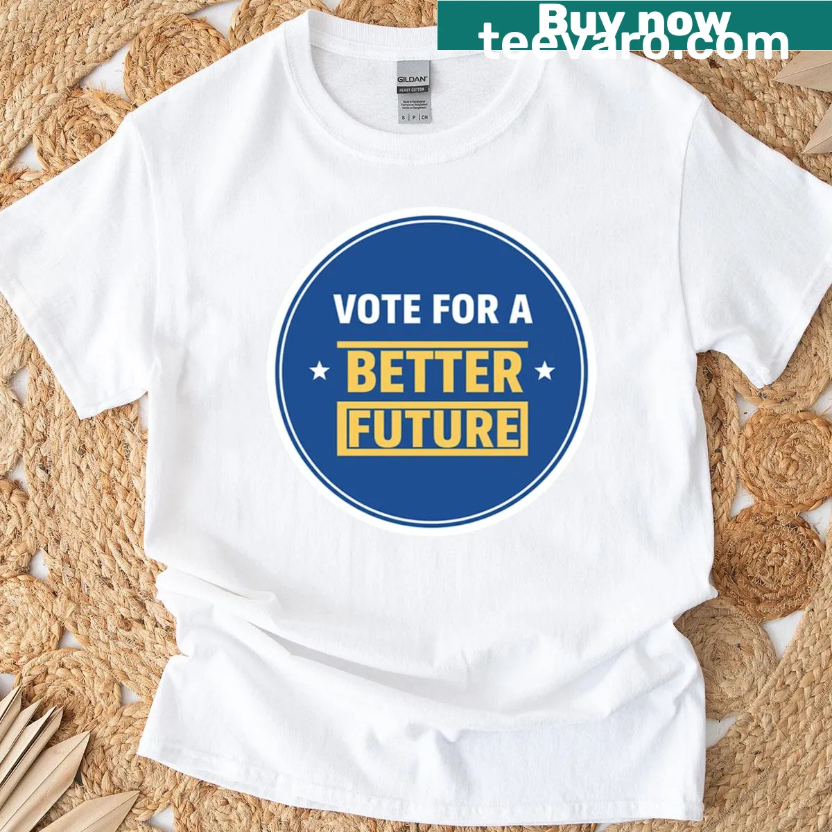 Oversized t-shirt with 'Vote For A Better Future' text — on a men's t-shirt