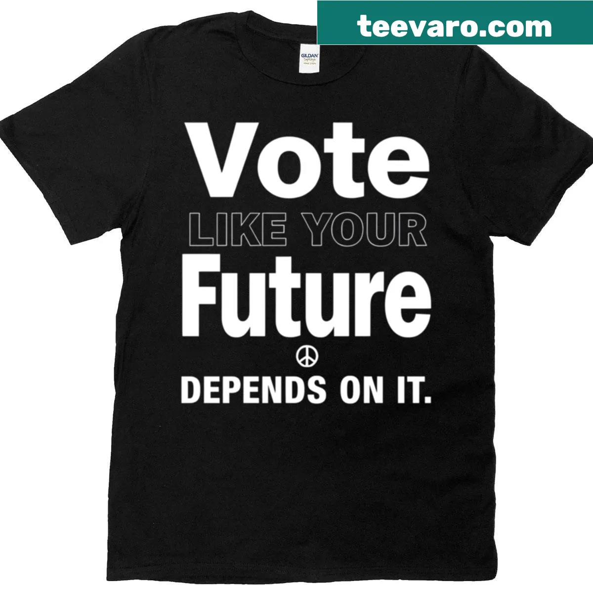 Motivational T-shirt with 'Vote Like Your Future Depends On It' text. — on a men's t-shirt